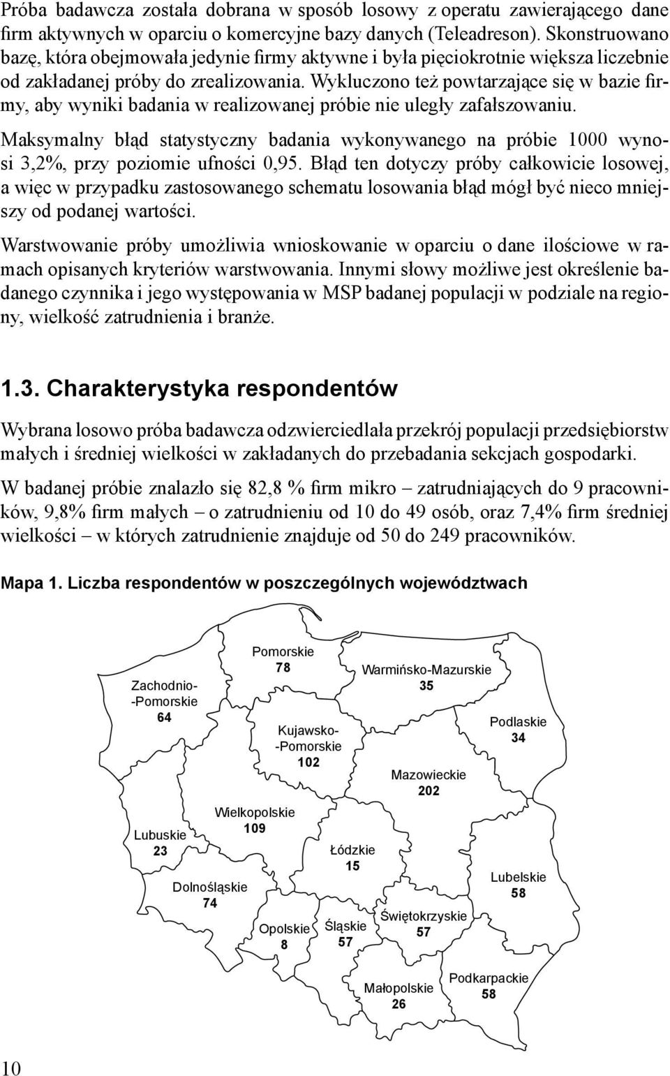 Wykluczono też powtarzające się w bazie firmy, aby wyniki badania w realizowanej próbie nie uległy zafałszowaniu.