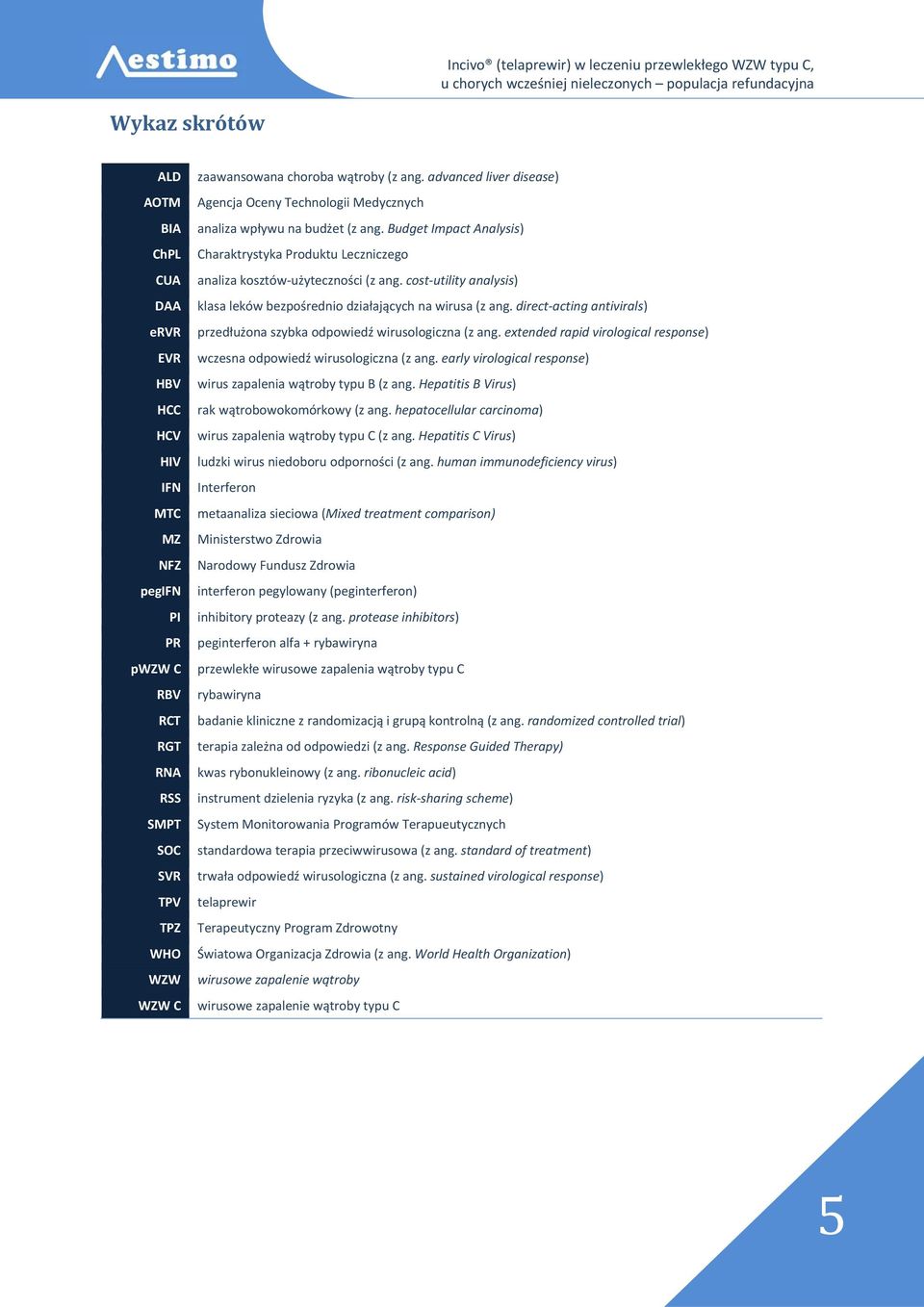 cost utility analysis) klasa leków bezpośrednio działających na wirusa (z ang. direct acting antivirals) przedłużona szybka odpowiedź wirusologiczna (z ang.