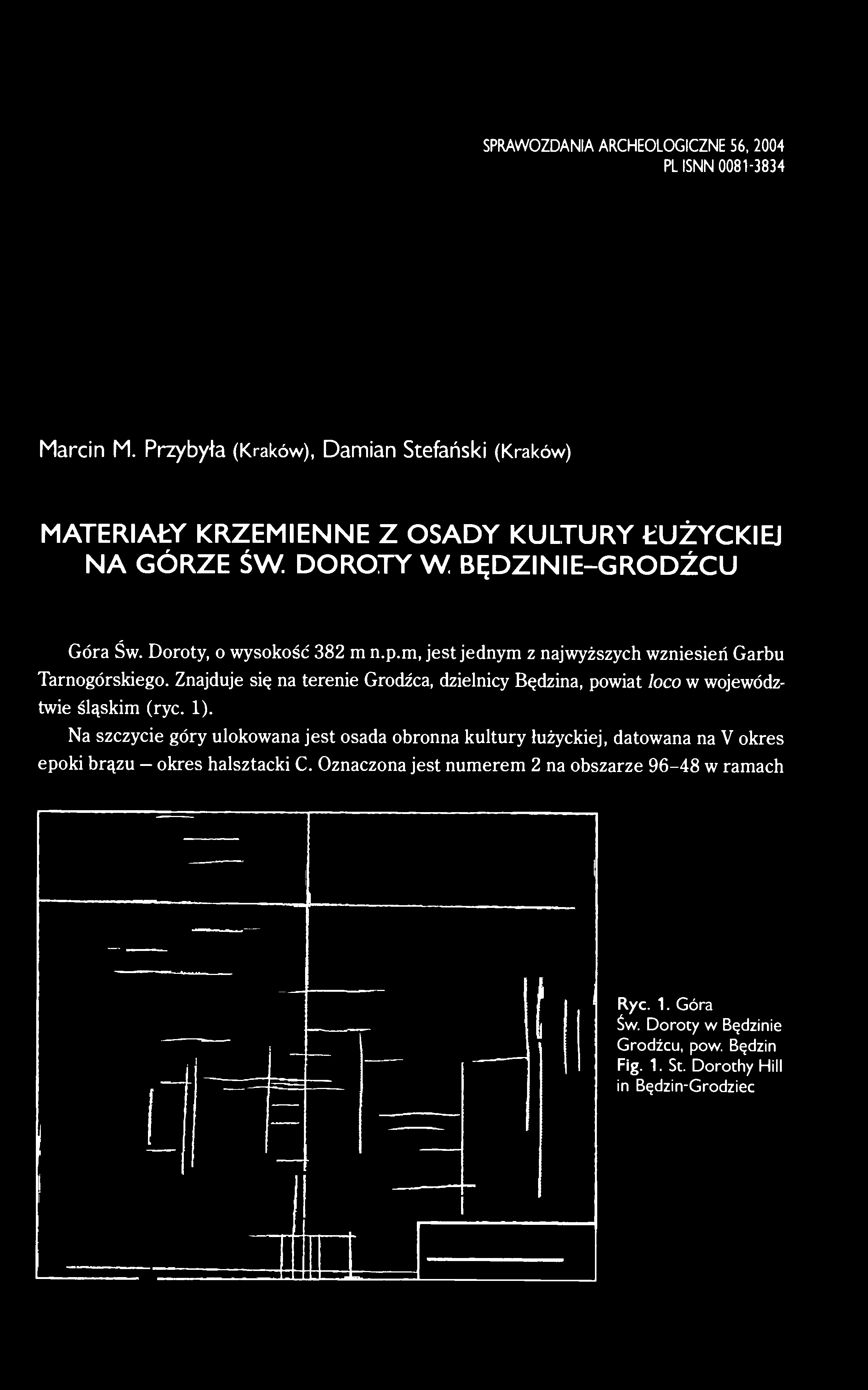 SPRAWOZDANIA ARCHEOLOGICZNE 56, 2004 PL ISNN 0081-3834 Marcin Μ. Przybyła (Kraków), Damian Stefański (Kraków) MATERIAŁY KRZEMIENNE Z OSADY KULTURY ŁUŻYCKIEJ NA GÓRZE ŚW.