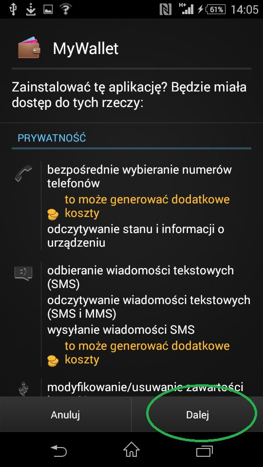 Instalacja karty 1. Po wybraniu linku z wiadomości SMS rozpocznie się proces ściągania aplikacji na telefon klienta: 2.