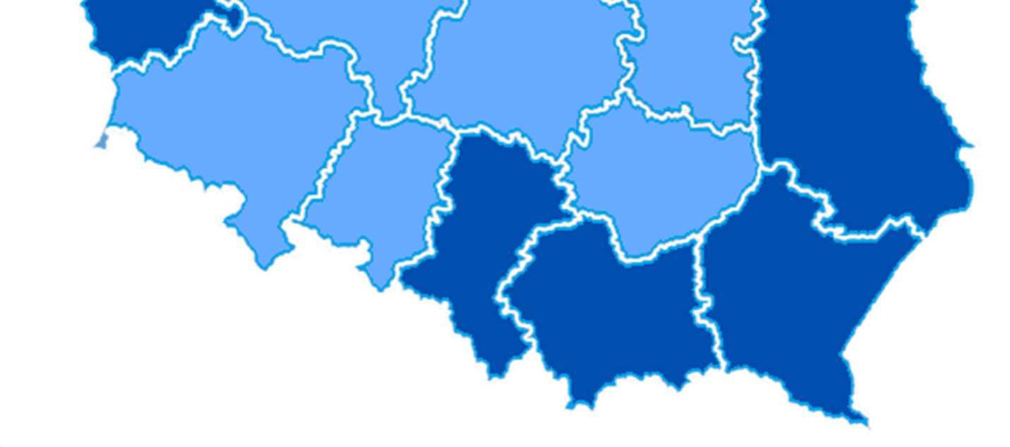 Najwyższy poziom wskaźnika w Małopolsce i na Podkarpaciu 97 (-2) 97 (-2) powyżej średniej ogólnopolskiej poniżej średniej ogólnopolskiej 96 (-3) 97 (-3) 96 (-3) 96