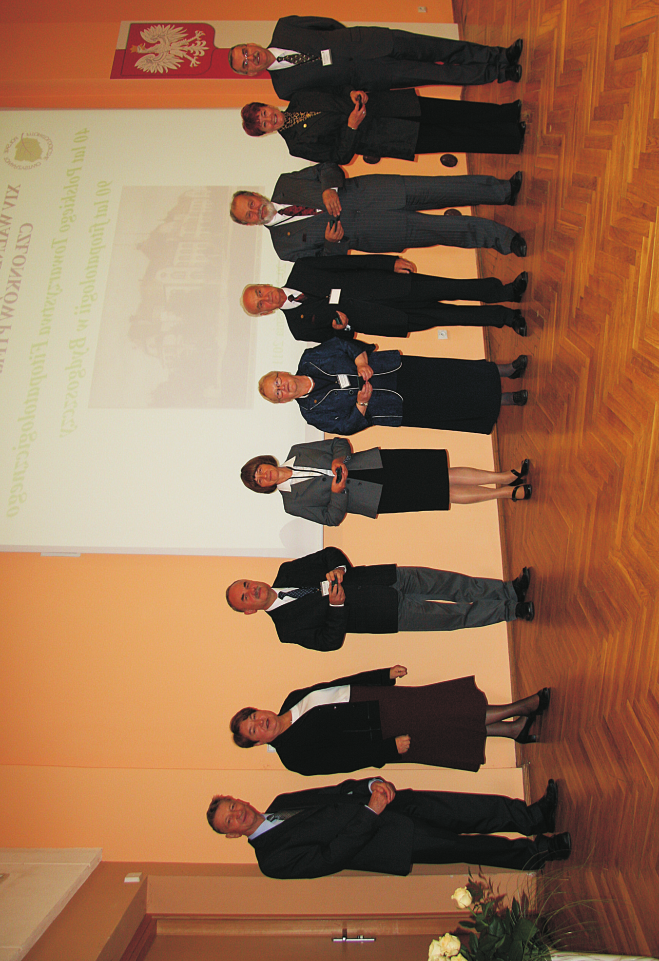 Phot. 2. Members honoured with the Honorary Badge of The Polish Phytopathological Society (Odznaka Honorowa PTFit) with chairpersons from left to right: Prof. Marek Szyndel, Dr.