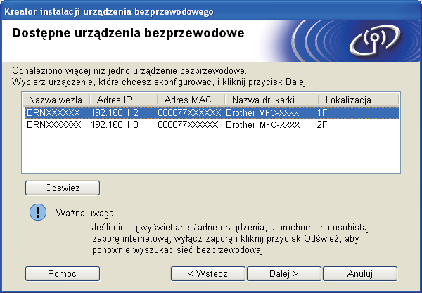 Konfiguracja sieci bezprzewodowej w systemie Windows za pomocą instalatora Brother (Dostępne dla modeli DCP) h Tymczasowo podłącz urządzenie bezprzewodowe Brother do punktu dostępowego za pomocą