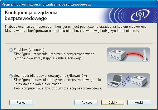 Konfiguracja sieci bezprzewodowej w systemie Windows za pomocą instalatora Brother (Dostępne dla modeli DCP) Jeśli ekran Brother nie zostanie wyświetlony automatycznie, przejdź do opcji Mój komputer