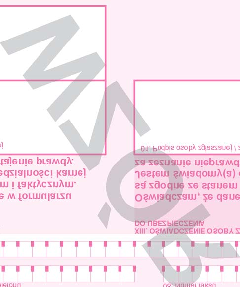 Załączniki 207 P ATNIK WYPE NIA TYLKO POLA JASNE W WYZNACZONYCH KRATKACH KOMPUTEROWO, NA MASZYNIE LUB RÊCZNIE DU YMI DRUKOWANYMI LITERAMI, CZARNYM LUB NIEBIESKIM KOLOREM.