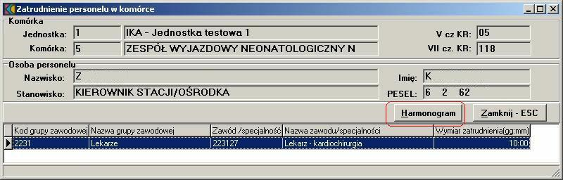 Dane podstawowe Kolejne zakładki prezentują szczegóły dotyczące personelu wraz z informacją o zatrudnieniu. Zakładka 5. Zatrudnienie w komórkach jest prezentacją miejsc pracy wybranej osoby.