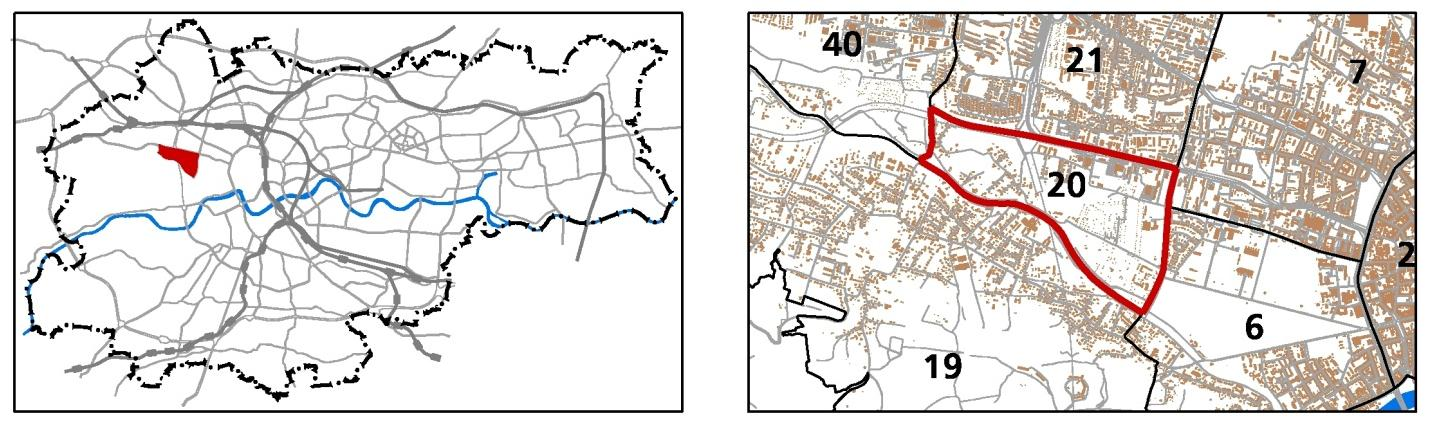 20. MAŁE BŁONIA JEDNOSTKA: 20 POWIERZCHNIA: NAZWA: 136.01 ha MAŁE BŁONIA KIERUNKI ZMIAN W STRUKTURZE PRZESTRZENNEJ Lokalizowanie wzdłuż ul. Piastowskiej i ul.