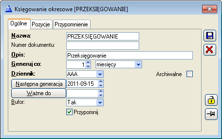 Rys. 9.236 Księgowanie okresowe. Na zakładce: Wszystkie, znajduje się lista wszystkich przygotowanych schematów księgowań.