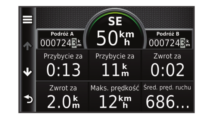 Zmiana pola danych mapy 1 Wybierz pole danych znajdujące się w lewym dolnym rogu mapy. 2 Wybierz typ danych do wyświetlenia. 3 Wybierz Zapisz.