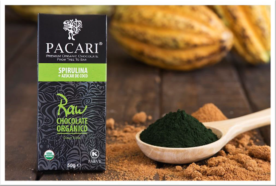 RAW 70% - SPIRULINA spirulina to algi morskie bardzo cenione w starożytnych kulturach Ameryki Południowej ze względu na korzystne właściwości zdrowotne wyjątkowa czekolada z wysoką