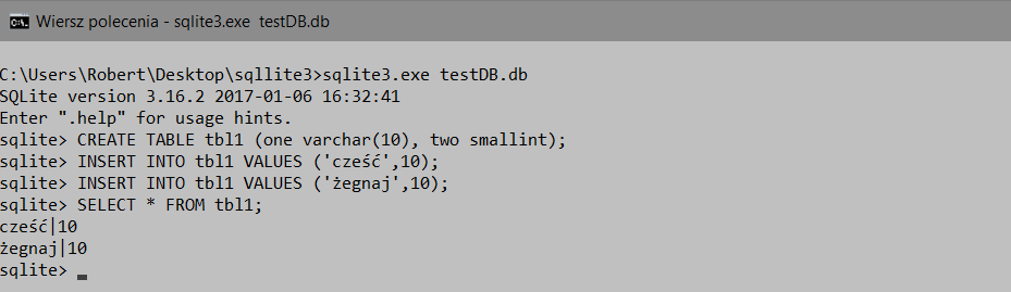 Narzędzie sqlite3 Biblioteka SQLite zawiera proste narzędzie wiersza poleceń o nazwie sqlite3 (sqlite3.