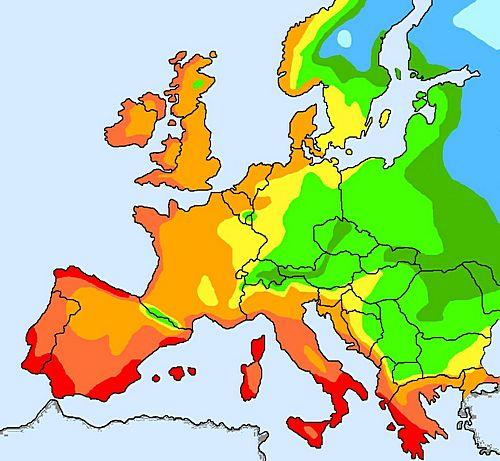 Strefy zimotrwałości w Europie Wg.
