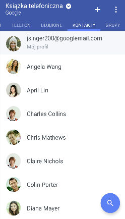 131 Kontakty Kontakty Twoja lista kontaktów Aplikacja Kontakty wyświetla wszystkie kontakty z telefonu HTC 10 i z kont online, w których użytkownik jest zalogowany.