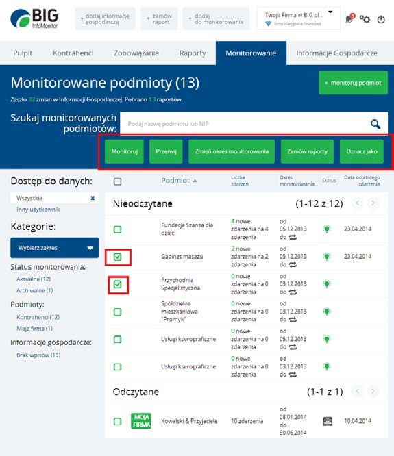 Instrukcja Użytkownika System BIG.pl Strona 121 z 170 Możliwe jest również wprowadzenie do zlecenia opcji monitorowania ciągłego, zamiast wskazywania konkretnej daty.