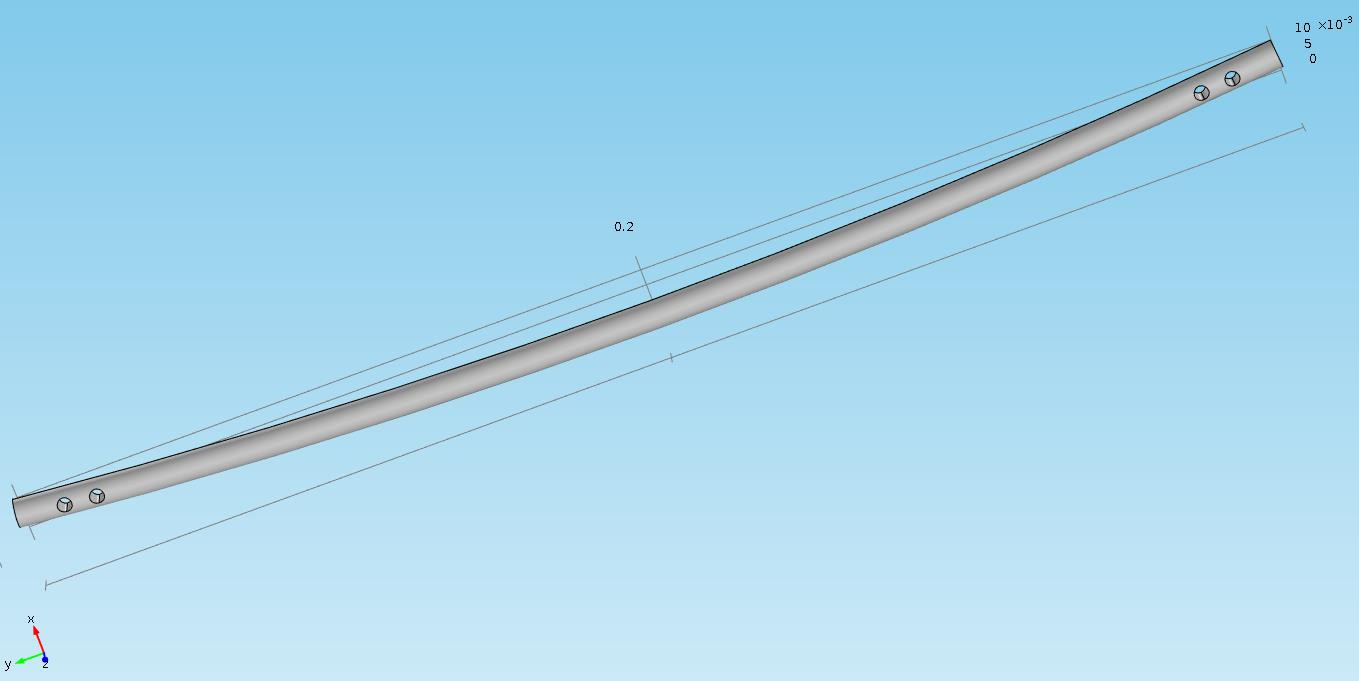 1.5. Opis działania Stworzenie modelu 3D w programie Autodesk Inventor Wymiary: Średnica pręta = 9 mm Długość pręta = 400 mm Średnica otworów do śrub mocujących = 4.