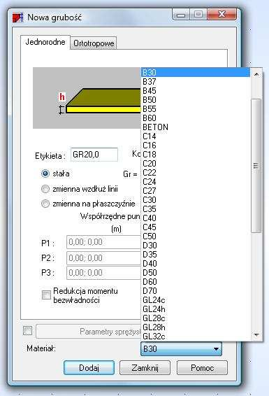 4. DEFINICJA PANELI 5 (a) Panel (b) Materiał Rys.5. Panel okna do definicji Zbrojenie: Płyta Materiał:B30(taopcjawtymoknieniejestaktywna) Grubość: GR20,0(nazwa etykiety!