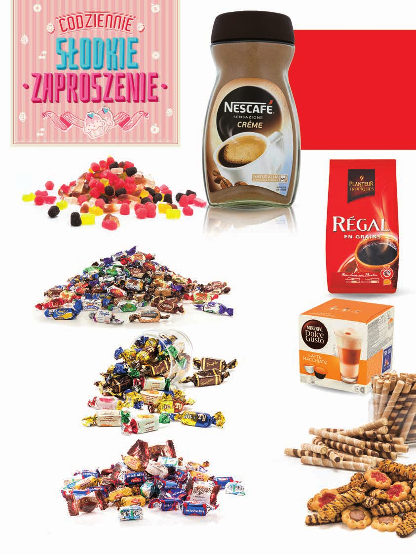 Żelki Ivoria 1kg PRODUKTY NA WAGĘ 17,49 Kawa rozpuszczalna Nescafé Sensazione Créme 200 g, 7,50 zł / 100 g 6 14 99 RABAT NALICZANY PRZY KASIE 2,50 zł LIMIT 6 szt.