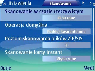 Skanowanie antywirusowe Skanowanie w czasie rzeczywistym Po włączeniu skaner czasu rzeczywistego skanuje pliki otwierane przez użytkownika lub aplikacje na urządzeniu.