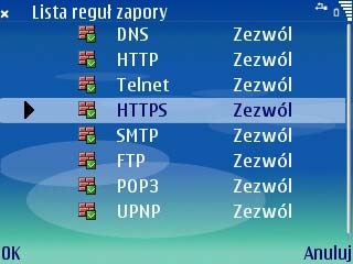 Korzystanie z zapory Określanie kolejności listy reguł zapory Reguły zapory, jeśli dotyczą tych samych portów lub adresów IP, mogą na siebie nachodzić.