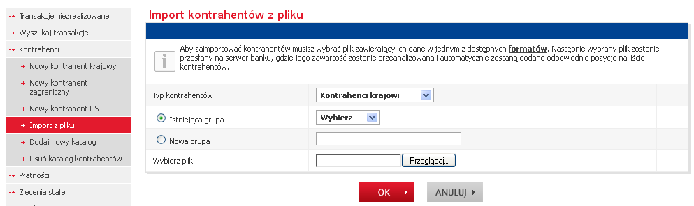 W przypadku kontrahenta zagranicznego dodatkowo należy podać kod banku kontrahenta i kraj kontrahenta.