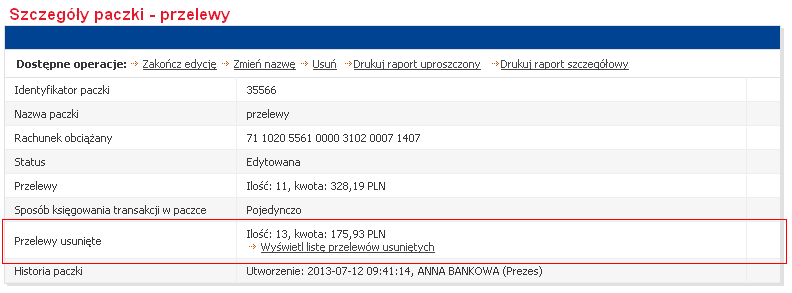 4.13.2. HISTORIA PACZEK W historii paczek prezentowane są informacje o wszystkich przesłanych paczkach (bez ograniczenia czasowego) z możliwością podglądu ich szczegółów. 4.14.