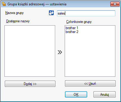 Oprogramowanie Brother PC-FAX (w przypadku modeli MFC) Konfiguracja grupy odbiorców Możesz utworzyć grupę odbiorców, która umożliwia wysłanie tego samego faksu PC-FAX jednocześnie do wielu odbiorców.