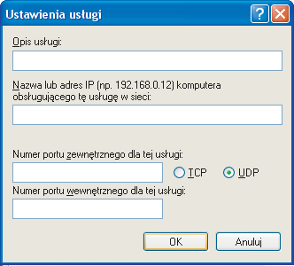 Ustawienia zapory (dla użytkowników sieciowych) 1 W polu Opis usługi: wprowadź dowolny opis, na przykład Skaner Brother. 2 W polu Nazwa lub adres IP (np. 192.168.0.