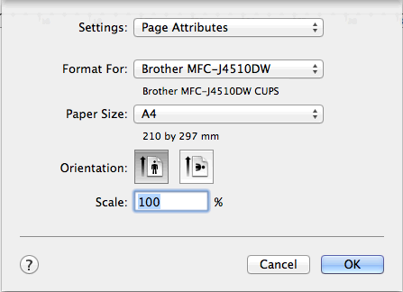 Drukowanie i faksowanie Korzystanie ze sterownika drukarki Brother Wybór opcji ustawień strony a W aplikacji, na przykład Apple TextEdit, kliknij menu File (Plik), a następnie Page Setup (Ustawienia