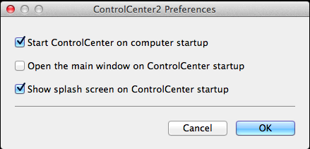 ControlCenter2 Wyłączanie opcji automatycznego uruchamiania Jeśli nie chcesz, aby aplikacja ControlCenter2 uruchamiana była automatycznie po każdym uruchomieniu komputera, wykonaj następujące