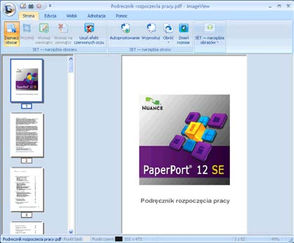 Skanowanie Materiały programów innych niż PaperPort 12SE można również otworzyć poprzez dwukrotne kliknięcie przyciskiem myszy, pod warunkiem, że zainstalowana jest odpowiednia aplikacja do ich
