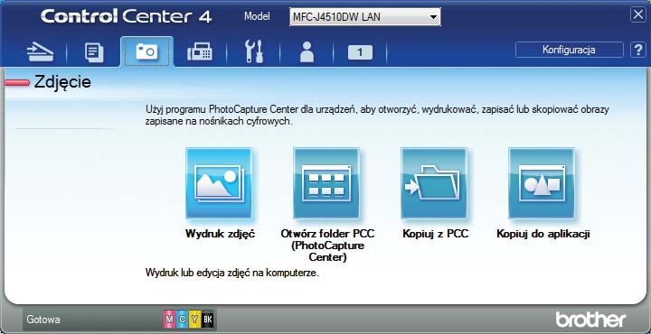 ControlCenter4 Karta PC-Kopiarka Drukowanie zeskanowanego obrazu Istnieje możliwość zeskanowania strony i wydrukowania jej kopii przy użyciu różnych funkcji aplikacji ControlCenter4 obsługiwanych