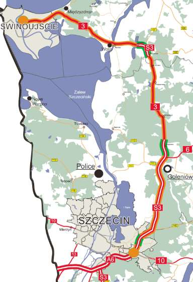 Informacje podstawowe Odcinek DK nr 3 Świnoujście - Szczecin Stan obecny Długość całkowita: 92,7 km Odcinki przebudowane, w stanie docelowym