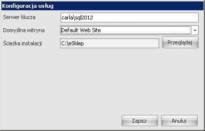 Uw aga: Jeżeli login SQL istnieje, to podaj jego obecn e hasło, w innym wypadku wpis z nowe hasło, a zostanie on utworzony na serwerze i nowo zakładane aplikacje będą się nim posługiwały.