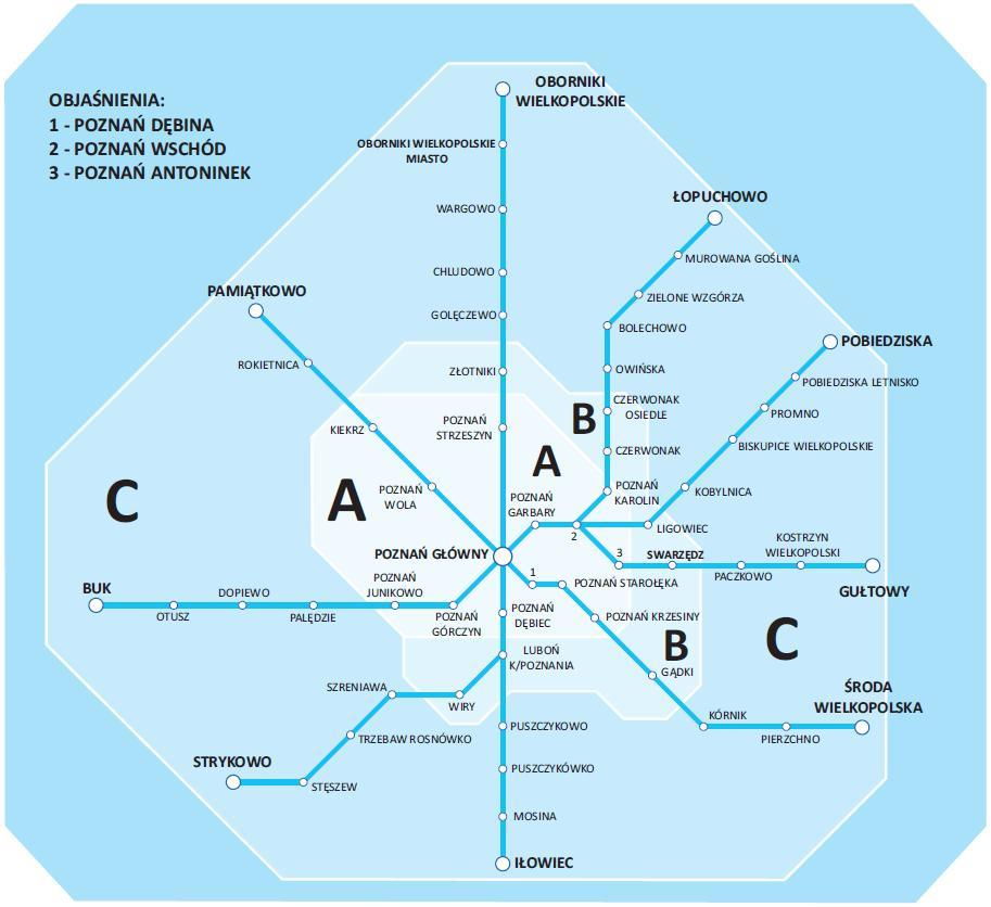 Obecnie na terenie całej aglomeracji poznańskiej funkcjonuje 19 linii tramwajowych, 112 linii autobusowych w tym 70 miejskich (48 linii dziennych i 20 linii nocnych) oraz 44 linii podmiejskich