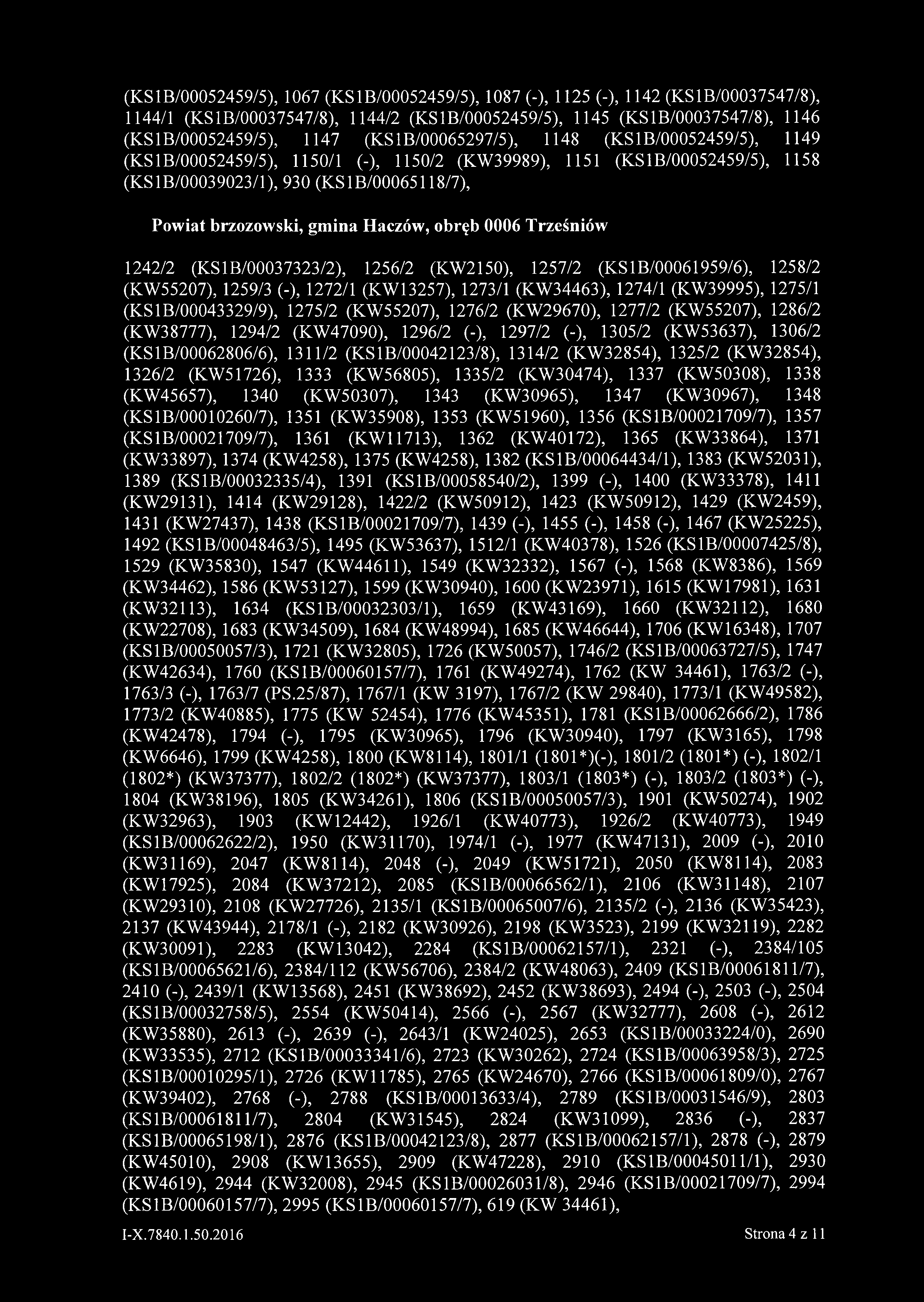 (KS1B/00052459/5), 1067 (KS1B/00052459/5), 1087 (-), 1125 (-), 1142 (KS1B/00037547/8), 1144/1 (KS1B/00037547/8), 1144/2 (KS1B/00052459/5), 1145 (KS1B/00037547/8), 1146 (KS1B/00052459/5), 1147