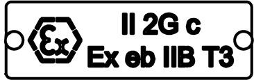 Rys. 4 Tabliczka znamionowa oraz tabliczka klasyfikacji przeciwwybuchowej Zabezpieczenie przeciążeniowe silnika musi posiadać charakterystykę prądowo-czasową gwarantującą, że silnik