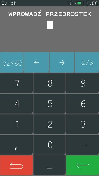 Wprowadź znaki przedrostka zakres: 0 99 Zatwierdź Aby skasować dany przedrostek należy zatwierdzić pusty przedrostek. 15