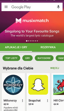 Google Play aby przejść do serwisu Google Play 1. Kliknij ikonę Sklep Play, można ją znaleźć na ekranie głównym lub na liście aplikacji.