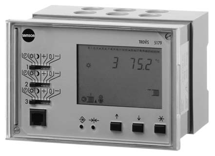 System automatyzacji TROVIS 5100 Regulator dla ciep³ownictwa TROVIS typ 5179 Zastosowanie Pogodowa zoptymalizowana regulacja temperatury wody zasilaj¹cej w instalacjach ogrzewania wodnego i