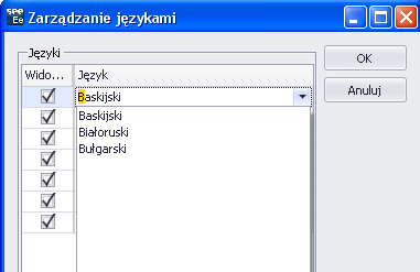 Wybierz język, który chcesz przypisać do tej kolumny. Notka: Selekcji wyboru języka można dokonać wybierając z klawiatury pierwszą literę danego języka.