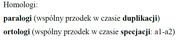 homologia - obecność podobnych własności ze względu na pochodzenie od wspólnego