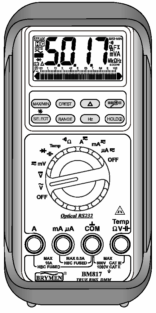 INSTRUKCJA OBSŁUGI MULTIMETRY CYFROWE Z RS-232 BM811, BM815, BM817, BM817CF MULTIMETRY CYFROWE Z RS-232 I REJESTRACJĄ