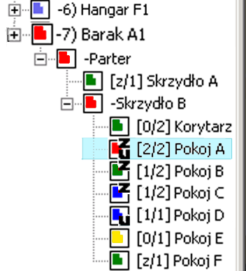 Pozyskiwanie informacji o obszarach Symbolika obszarów w strukturze okna Plany Obiektu : Obszar zazbrojony. Wszystkie obszary potomne są załączone. Obszar rozbrojony.