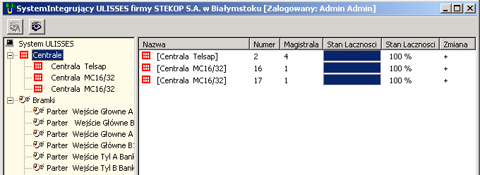 Monitoring techniczny urządzeń Okno listy