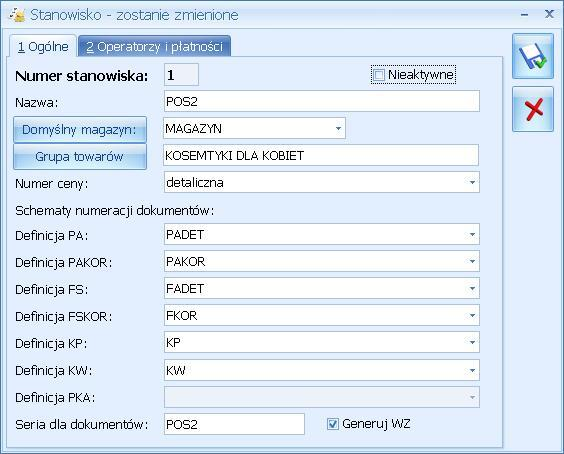 dla FA, PA schematu numeracji zawierającego człon SERIA, przed konfiguracją stanowiska z poziomu Konfiguracji firmy/ Definicje dokumentów/ Handel takie schematy musi zdefiniować.