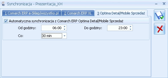 W podgałęzi Harmonogramy widoczne są wszystkie bazy firmowe podpięte do obecnie używanej bazy konfiguracyjnej.