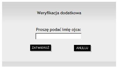 Rysunek I.2 Okienko weryfikacji użytkownika Po wpisaniu wymaganych danych należy je zatwierdzić za pomocą przycisku.