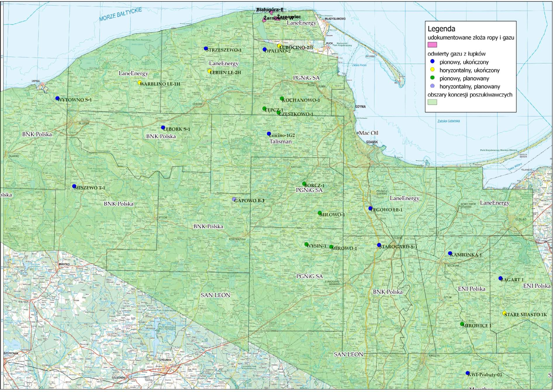 MAPA KONCESJI W POMORSKIM z uwzględnieniem