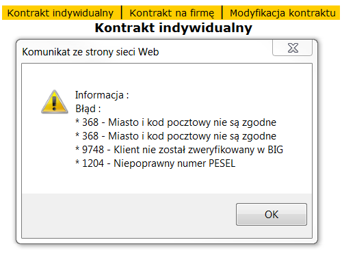 REJESTRACJA KONTRAKTÓW Kliknij, aby edytować styl wprowadzanie danych osobowych W przypadku, jeżeli