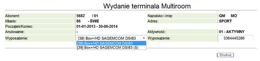 WYDANIE DEKODERA MULTIROOM dla